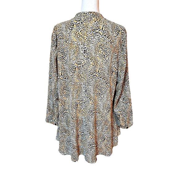 Chico's Animal Print Sheer Top Women Size 16/18 Chic Classic Preppy Feminine - Picture 2 of 12